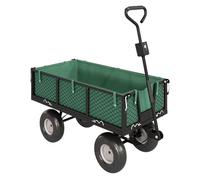 Outsunny Carrito de Jardín con Ruedas Grandes, Carga 300 kg, Carro de Mano con Asa Ajustable y Bolsa Impermeable Removible, Carrito de Transporte para Todo Terreno, Compra, Camping, Verde