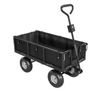 Outsunny Carrito de Jardín con Ruedas Grandes, Carga 300 kg, Carro de Mano con Asa Ajustable y Bolsa Impermeable Removible, Carrito de Transporte para Todo Terreno, Compra, Camping, Negro