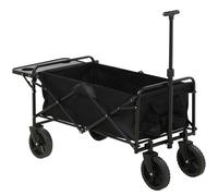 Outsunny Carrito de Jardín Plegable 4 Ruedas lona Desmontable mango telescópico Inclinación ajustable Bandeja Plegable Negro Aosom España