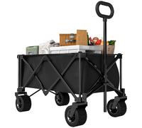 Outsunny Carrito de Jardín Plegable con Ruedas Grandes Todo Terreno y Mango Ajustable Carga 100 kg para Campaña Compra Negro
