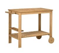Outsunny carrito de madera de bar carro de servicio de 2 niveles con asa lateral 3 portabotellas y 2 ruedas para jardín patio terraza 95x47x74 cm natural