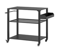 Outsunny Carrito de Parrilla de 3 Niveles Carrito de Barbacoa Negro