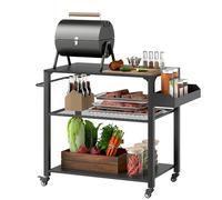 Outsunny Carrito de Parrilla de 3 Niveles Carrito de Barbacoa Negro