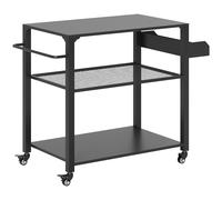 Outsunny Carrito de Parrilla para Jardín o Terraza Carrito de Servicio con Encimera Estantes y Ruedas para BBQ 105x50x79 cm Negro