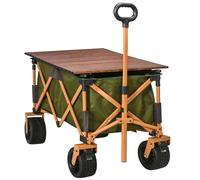Outsunny Carrito de Transporte Plegable con Mesa Plegable, Marco de Acero, Mango Ajustable, Verde, 108x55x93 cm Aosom España