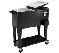 Outsunny Carrito enfriador con estante, drenaje, ruedas y diseño negro