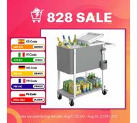Outsunny Carrito Nevera de 56L con Ruedas, Carro de Bebidas con Estante, Abrebotellas, Recogetapas, Drenaje y Asa, Mesa Nevera Jardín Exterior para Patio, Fiesta, BBQ, 84x38x83 cm, Gris