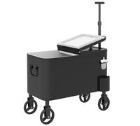 Outsunny Carrito Nevera de 56L con Ruedas Mango Ajustable Abrebotellas Recogetapas Drenaje y Asa 75x35x120 cm Negro