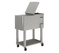 Outsunny Carro de Bebidas Refrigerado 56L Carro Nevera con Ruedas Abrebotellas y Estante para Patio Fiesta Terraza 67x35x80 cm Gris Claro