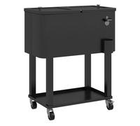 Outsunny Carro de Bebidas Refrigerado 56L Carro Nevera con Ruedas Abrebotellas y Estante para Patio Fiesta Terraza 67x35x80 cm Negro