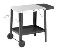 Outsunny Carro de cocina con ruedas carrito de servicio con ganchos, portarrollos de papel y porta toallas, acero inoxidable, 115 x 67,5 x 80,5 cm Negro