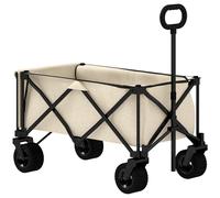 Outsunny Carro de jardín 100 kg de carga, plegable carro de transporte con lona extraíble, 90 x 48 x 92 cm Beige