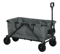 Outsunny Carro de jardín 120 kg de capacidad, plegable, carro de transporte con lona extraíble 160 L Gris oscuro