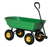 Outsunny Carro de Jardín Basculante Capacidad 75 L Carga 200 kg Carretilla de Transporte Carro para Playa con Marco de Acero y 4 Ruedas Neumáticas Verde