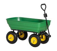 Outsunny Carro de Jardín Basculante Carga 200 kg Capacidad 125 L Carretilla de Transporte Carro para Playa con Marco de Acero y 4 Ruedas Neumáticas Verde