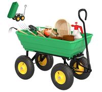 Outsunny Carro de Jardín Basculante Carga 200 kg Capacidad 75 L Carretilla de Transporte Carro para Playa con Marco de Acero y 4 Ruedas Neumáticas Verde