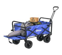 Outsunny Carro de Jardín Carro para Playa Plegable con Longitud y Ángulo del Mango Ajustables Puerta Trasera y Bolsa de Transporte Carga 100 kg para Compra Azul Oscuro