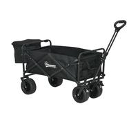 Outsunny Carro de Jardín con Bolsa Térmica Desmontable Carro para Playa Plegable con Longitud y Ángulo del Mango Ajustables y Bolsa de Transporte Carga 100 kg para Compra Negro