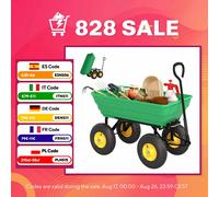 Outsunny Carro de Jardín Inclinable hasta 75° con Mango Ajustable y 4 Neumáticos Capacidad Max.75 L Acero 109x52x94 cm Verde Aosom España
