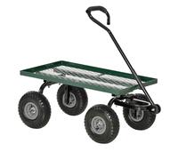 Outsunny Carro de Jardín con Grandes Ruedas Carretilla de Mano con Mango Ergonómico y Estructura de Acero para Transporte de Camping Exterior, Capacidad 150 kg, Negro y Verde