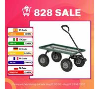 Outsunny carro de jardín con ruedas grandes carretilla de mano con mango revestido y estructura de acero carga 150 kg carro de transporte para camping exterior negro y verde 100 cm
