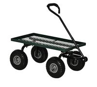 Outsunny Carro de Jardín con Ruedas Grandes Carretilla de Mano con Mango Revestido y Estructura de Acero Carga 150 kg Carro de Transporte para Camping Exterior Negro y Verde