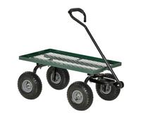 Outsunny carro de jardín con ruedas grandes carretilla de mano con mango revestido y estructura de acero carga 150 kg carro de transporte para camping exterior negro y verde 100 cm