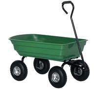 Outsunny Carro de jardín de 100 l, capacidad de carga 250 kg, 4 neumáticos, mango ajustable, carrito de mano para exteriores, marco de acero, color verde