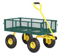 Outsunny Carro de Jardín de Acero con Capacidad 200 kg y Laterales Desmontables, 104x54x51 cm, Verde y Amarillo Aosom España