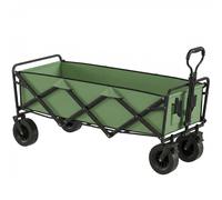 Outsunny Carro de Jardín Plegable 130L con Ruedas, Remolque Robusto con Frenos, Asa Regulable, verde