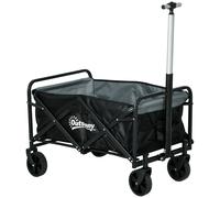 Outsunny Carro de Jardín Plegable con 4 Ruedas Longitud y Ángulo del Mango Ajustables Capacidad 70 L 77x50x63-93 cm Negro Aosom España