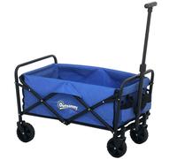 Outsunny Carro de Jardín Plegable con Ruedas Asa Telescópica Ajustable Carga 120 kg para Campaña Compra 64x42x27 cm Azul