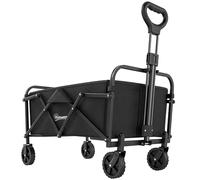 Outsunny Carro de Jardín Plegable con Ruedas Mango Ajustable Carga 68 kg para Campaña Compra 81x45x89 cm Negro