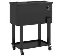 Outsunny Carro Nevera con Ruedas Abrebotellas y Estante 56L para Patio Fiesta Terraza 67x35x80 cm Negro Aosom España