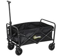 Outsunny Carro Playa con Ruedas Carro de Jardín Plegable con Asa Telescópica Ajustable 2 Bolsas de Almacenaje Carga 120 kg Carrito Transporte para Todo Terreno Jardín Campaña Compra Negro