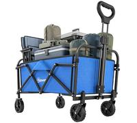 Outsunny Carro Playa con Ruedas, Carro de Jardín Plegable con Mango Ajustable, Marco de Metal, Carga 68 kg, Carrito Transporte para Todo Terreno, Jardín, Campaña, Compra, Azul