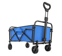 Outsunny carro playa con ruedas, carro de jardín plegable con mango ajustable, marco de metal, carga 68 kg, carrito transporte para todo terreno, jardín, campaña, compra, azul
