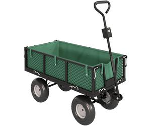 Outsunny Carro Playa con Ruedas Grandes Asa Ajustable y Bolsa Impermeable Removible Carga 300 kg 105x51x54 cm Verde