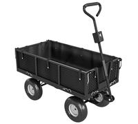 Outsunny Carro Playa con Ruedas Grandes Bolsa Impermeable Removible y Mango Giratorio Carga 300 kg 105x51x54 cm Negro