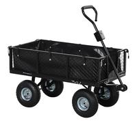 Outsunny Carro Playa con Ruedas Grandes Carro de Jardín con Mango Giratorio Ajustable y Bolsa Impermeable Removible Carga 300 kg Carrito Transporte para Todo Terreno Campaña Compra Negro