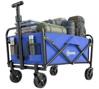 Outsunny Carro Playa Plegable con Ruedas Asa Telescópica 100 kg Azul