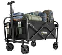 Outsunny Carro Playa Plegable con Ruedas Asa Telescópica 100 kg Negro