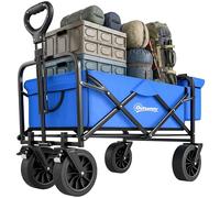 Outsunny Carro Playa Plegable con Ruedas Grandes para Exterior Azul