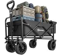 Outsunny Carro Playa Plegable con Ruedas Grandes para Exterior Negro