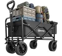 Outsunny Carro Playa Plegable con Ruedas Grandes para Exterior Negro | Bolsa Térmica Desmontable, Longitud y Ángulo del Mango Ajustables, Bolsa Transporte, Carga 100 kg, Compra, Jardín