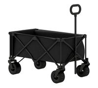 Outsunny Carro Playa Ruedas Grandes Carro de Jardín Plegable con Mango Ajustable Puerta Trasera Expandible Carga 100 kg Carrito Transporte para Todo Terreno Jardín Campaña Compra Negro