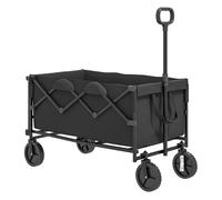 Outsunny carro playa ruedas grandes carro de jardín plegable con mango telescópico ajustable puerta trasera expandible carga 100 kg carrito transporte para todo terreno jardín campaña compra negro 55