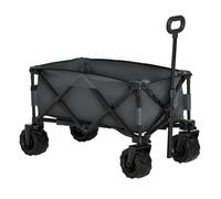 Outsunny Carro Playa Ruedas Grandes con Freno, Carrito de Jardín Plegable con Altura del Manillar Ajustable, Ruedas Giratorias 360°, para Terraza, Patio, Campaña, Compra al Aire Libre, Gris Oscuro