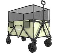 Outsunny Carro Plegable 180 L con Longitud y Ángulo del Mango Ajustables Paredes Laterales Extensibles Carga 120 kg Caqui Aosom España