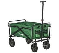 Outsunny Carro Plegable Carretilla de Transporte con Mango Ajustable Rueda Universal Freno para Jardín Camping Carga 60kg 84x40x79,5 cm Aosom España